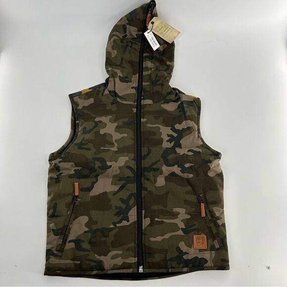 Allston Outfitters Deadstock Zip Up Camo Green Vest NWT Medium - Picture 2 of 9